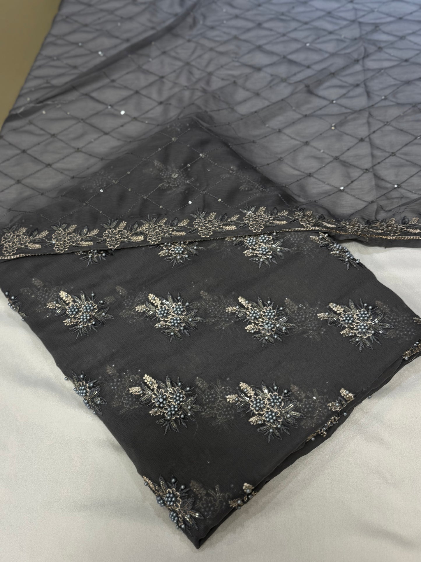 Pearls Work | Chiffon Buti