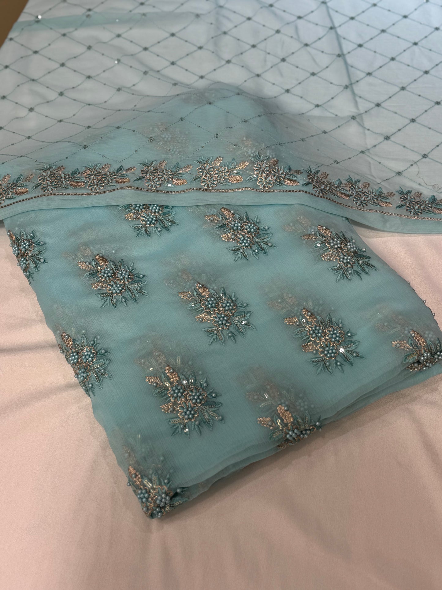 Pearls Work | Chiffon Buti