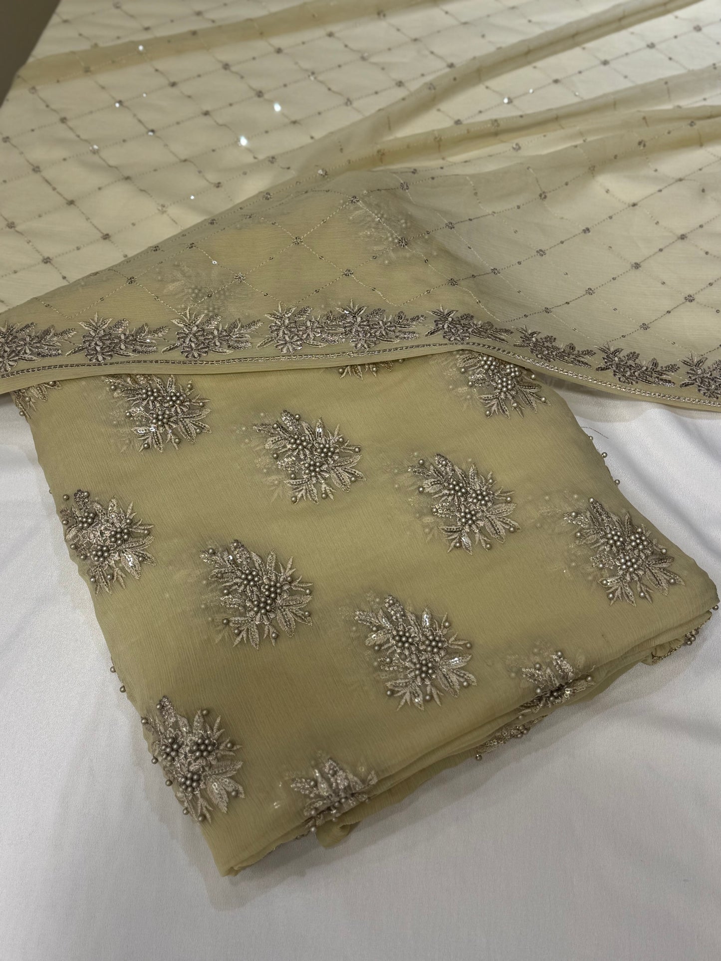 Pearls Work | Chiffon Buti